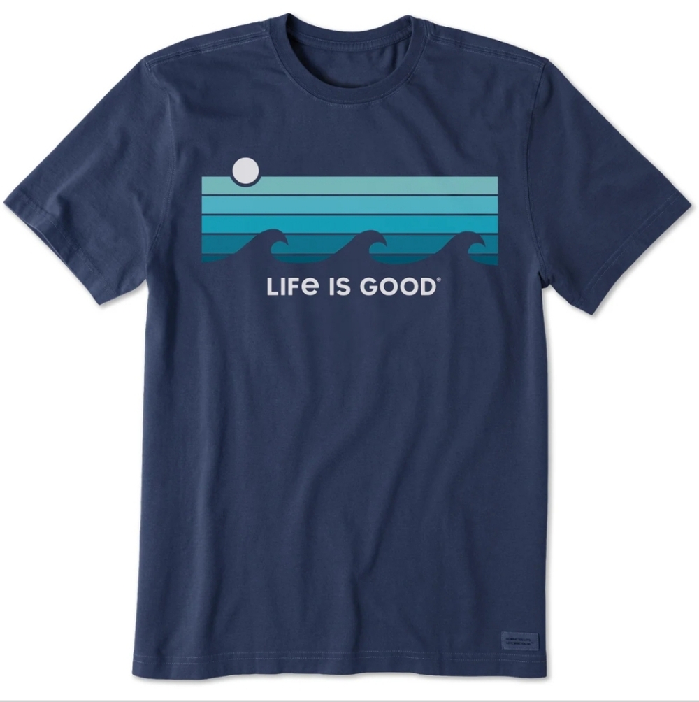 Life Is Good Men's Retro Wave Stripe Short Sleeve Tee, Large